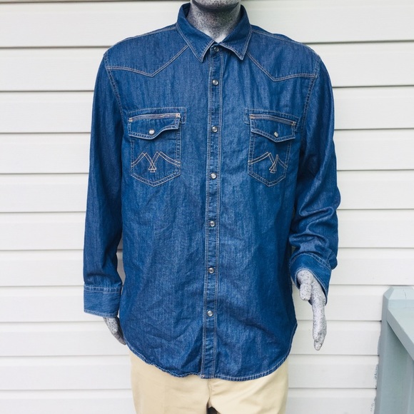 Mens American Rag Denim Jean Pearl Snap 